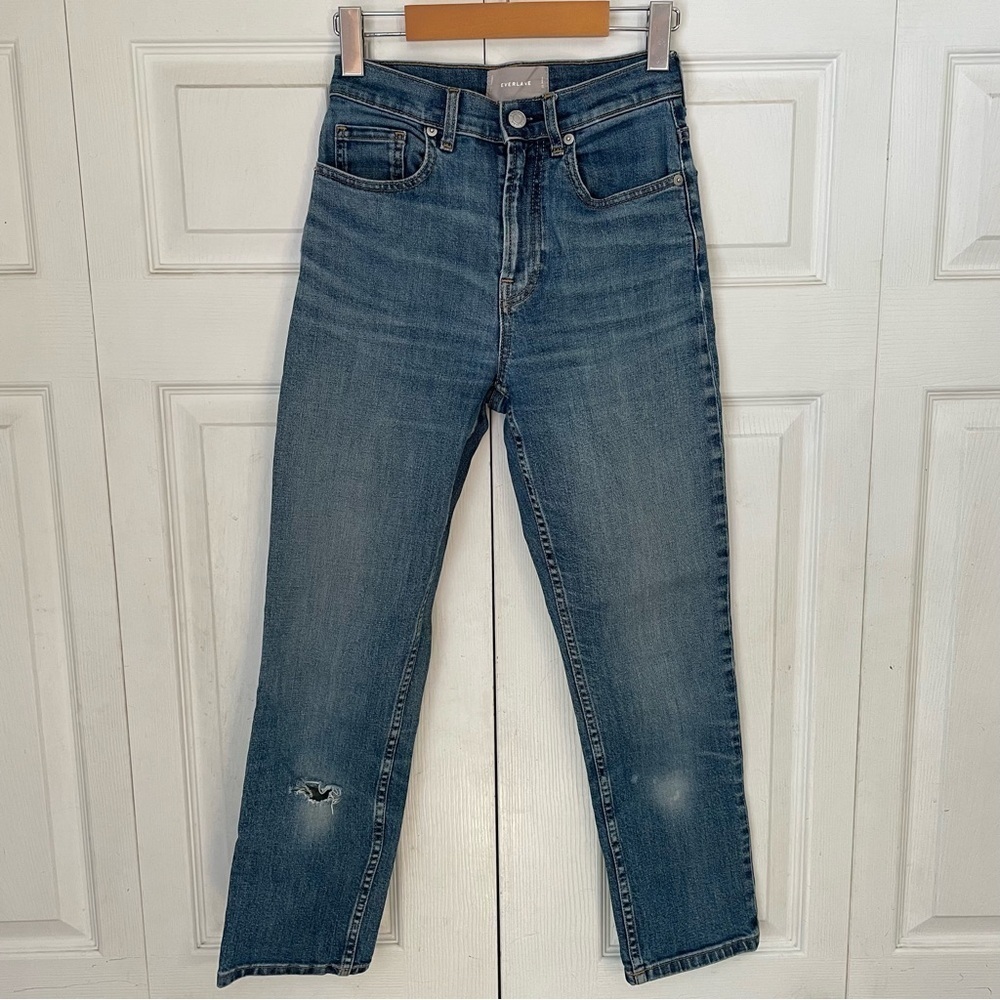 Everlane Cotton Blue Distressed Ankle Jeans 25